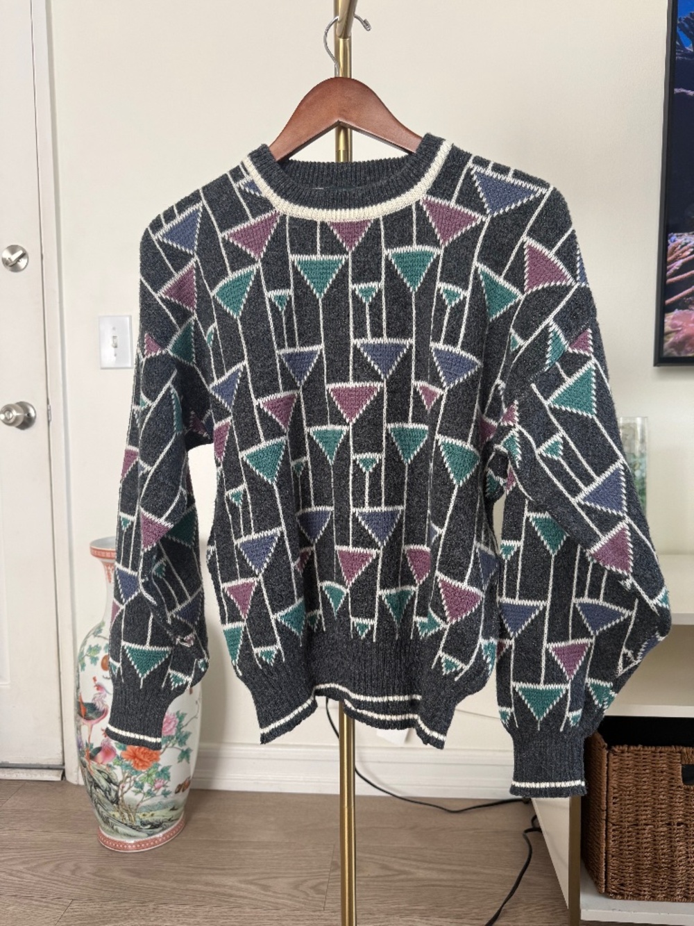 Vintage Editions by Van Heusen Geometric Triangle Knit Sweater Size L